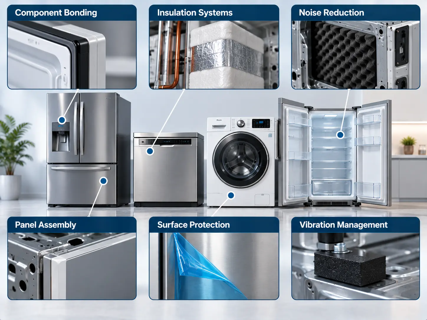 White goods adhesive and insulation solutions